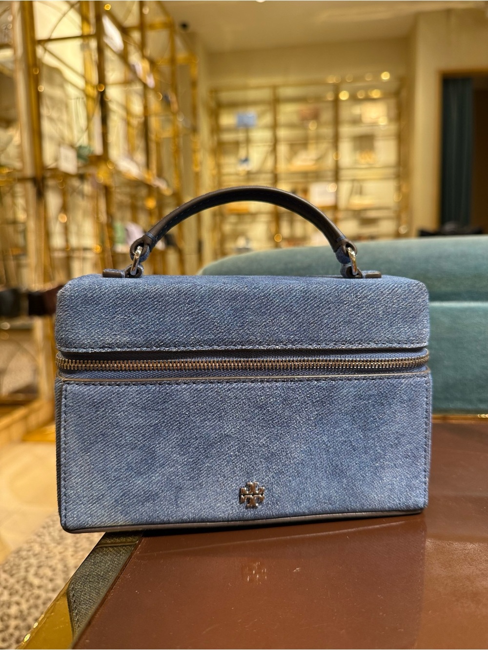 ToryBurch Emerson Denim Suede Vanity Bag#175877 -  Dark Denim
